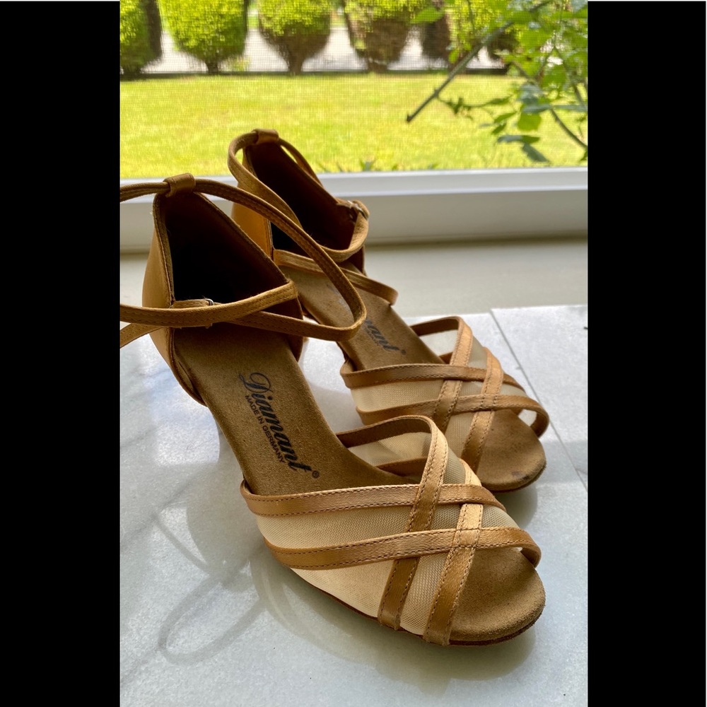 Diamant Latin Sandal Dance shoes, bronze satin